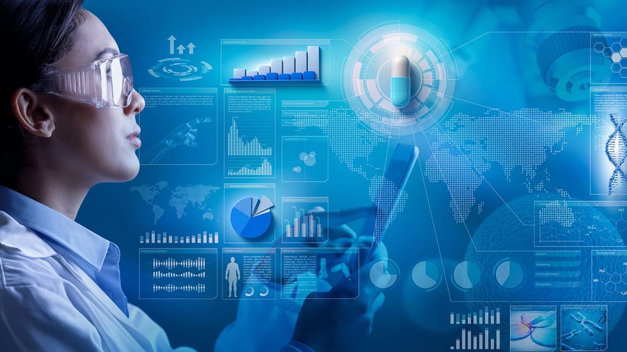 Doctor looking at Healthcare trends.