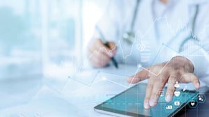 Healthcare business graphic showing data and growth.