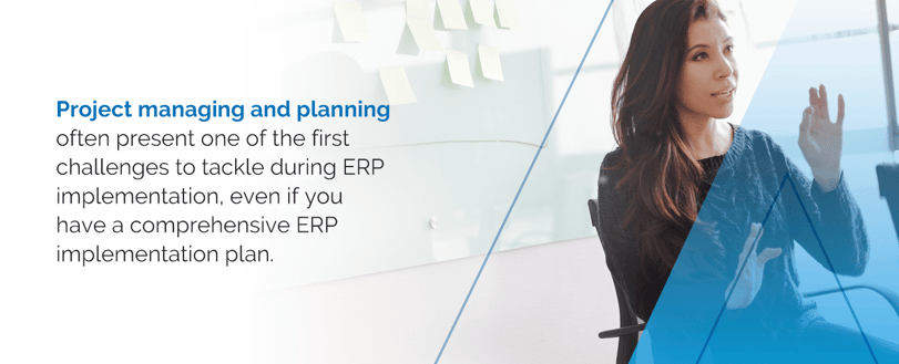 Project managing and planning often present one of the first challenges to tackle during ERP implementation, even if you have a comprehensive ERP implementation plan.