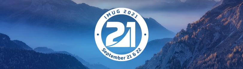 IMUG 2021 Banner with circle logo and date