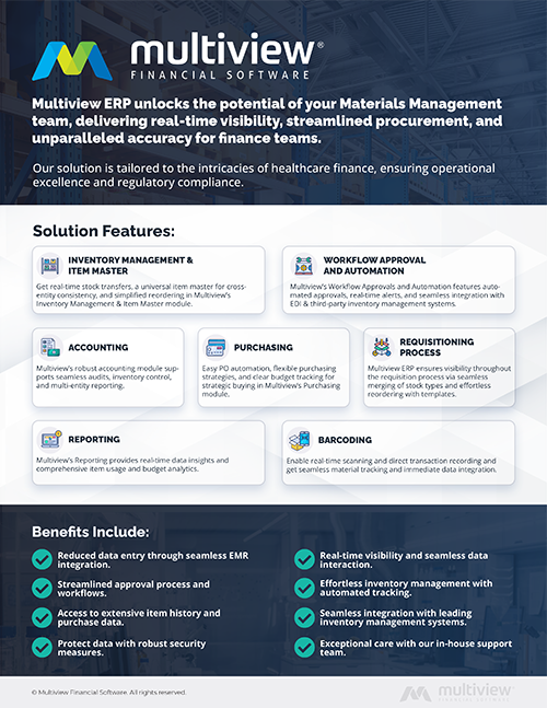 Cover of the Materials Management with Multiview ERP brochure.