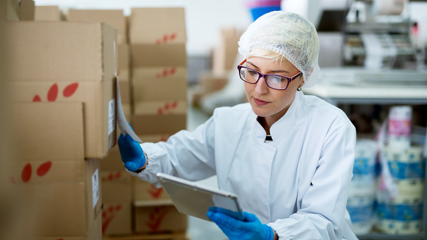 Hospital worker checking inventory stock