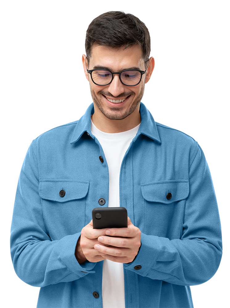 Young man looking at phone